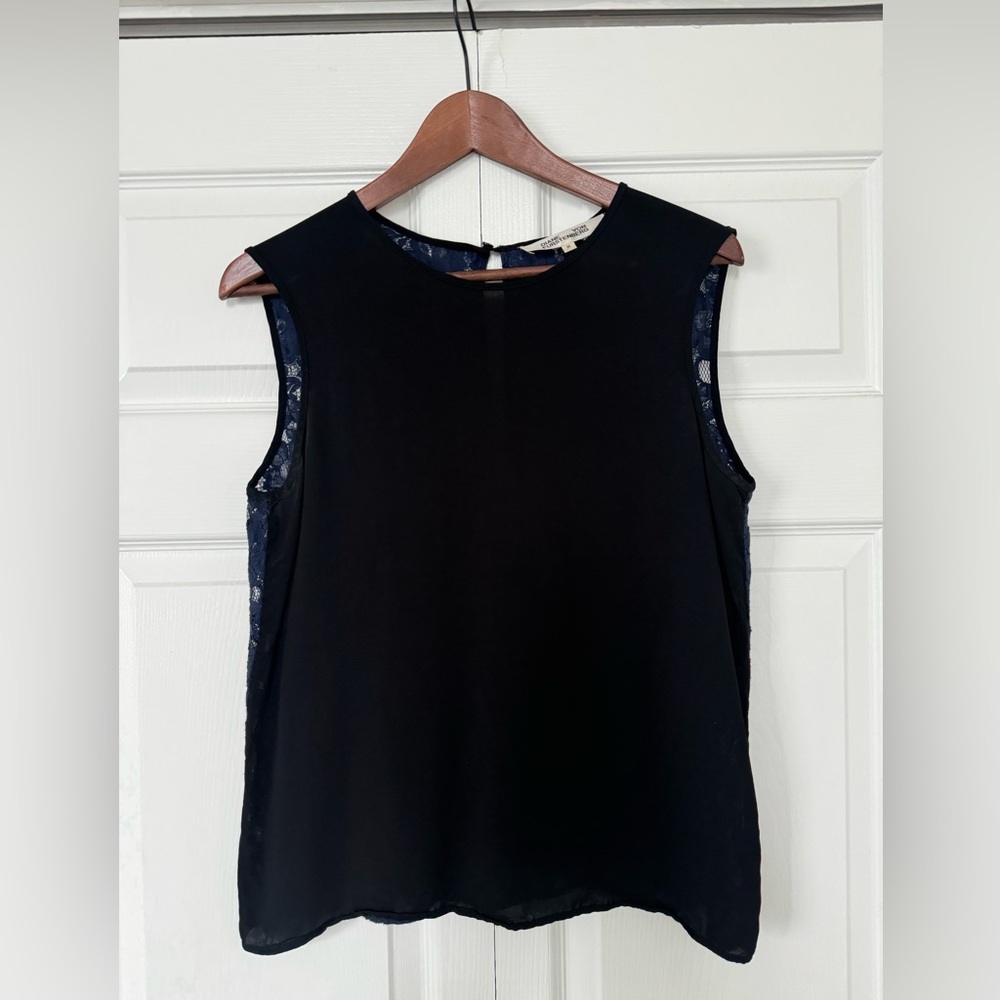 Diane von Furstenberg Black and Navy lace tank